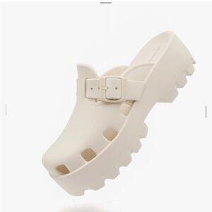 Women's Cream Platform Clogs